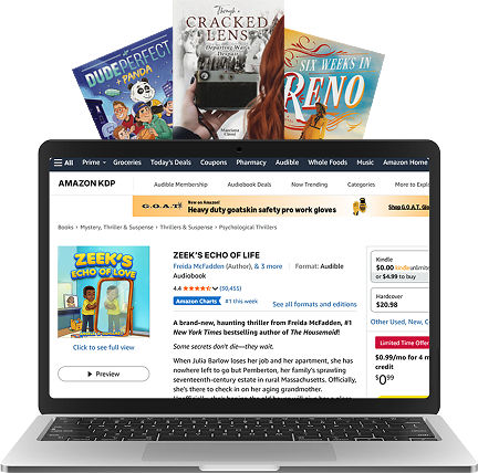 Amazon book listing displayed on a laptop screen