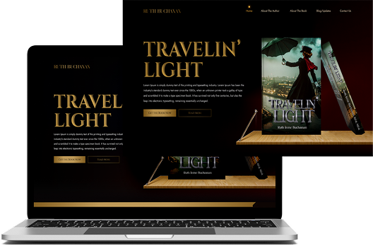 Author website shown across desktop and mobile screens