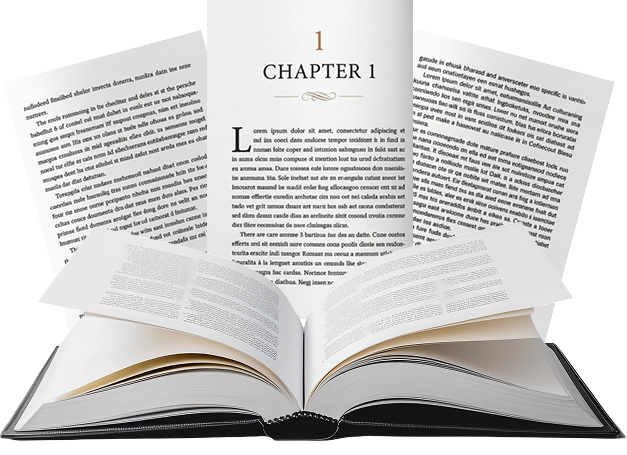 An open book with carefully formatted chapter pages