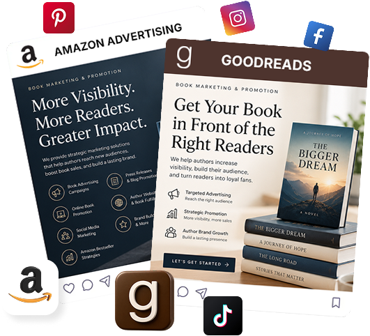 Book advertising and reader outreach across Amazon, Goodreads, and social media