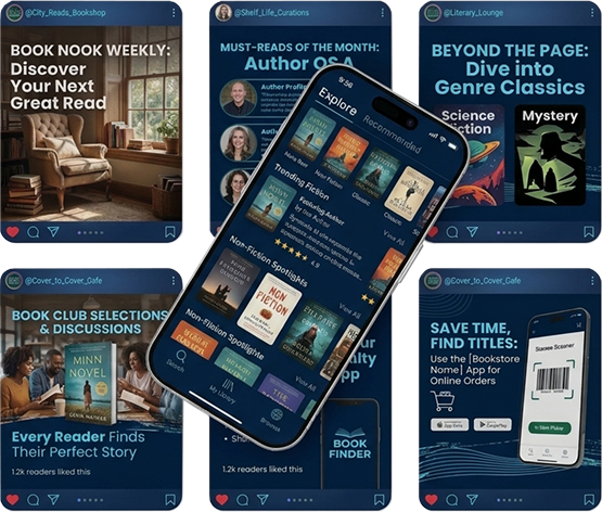 Book discovery and reading content arranged across social media posts